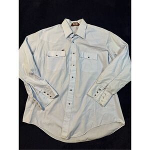 Vintage Chute Western Button Up Shirt Men’s XL Light Blue READ B16